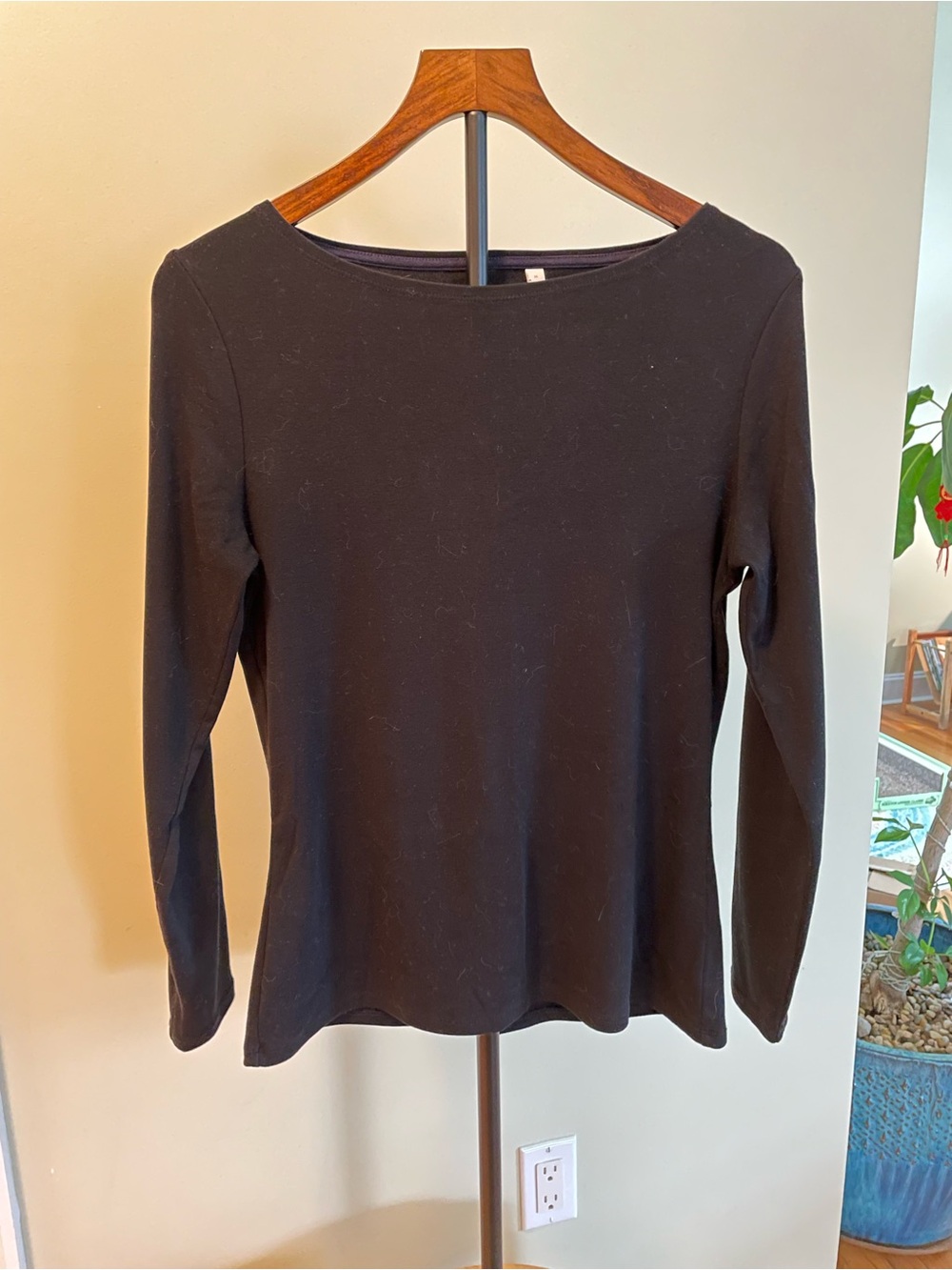 Boden Black Boat Neck Long-Sleeve Women's Top M